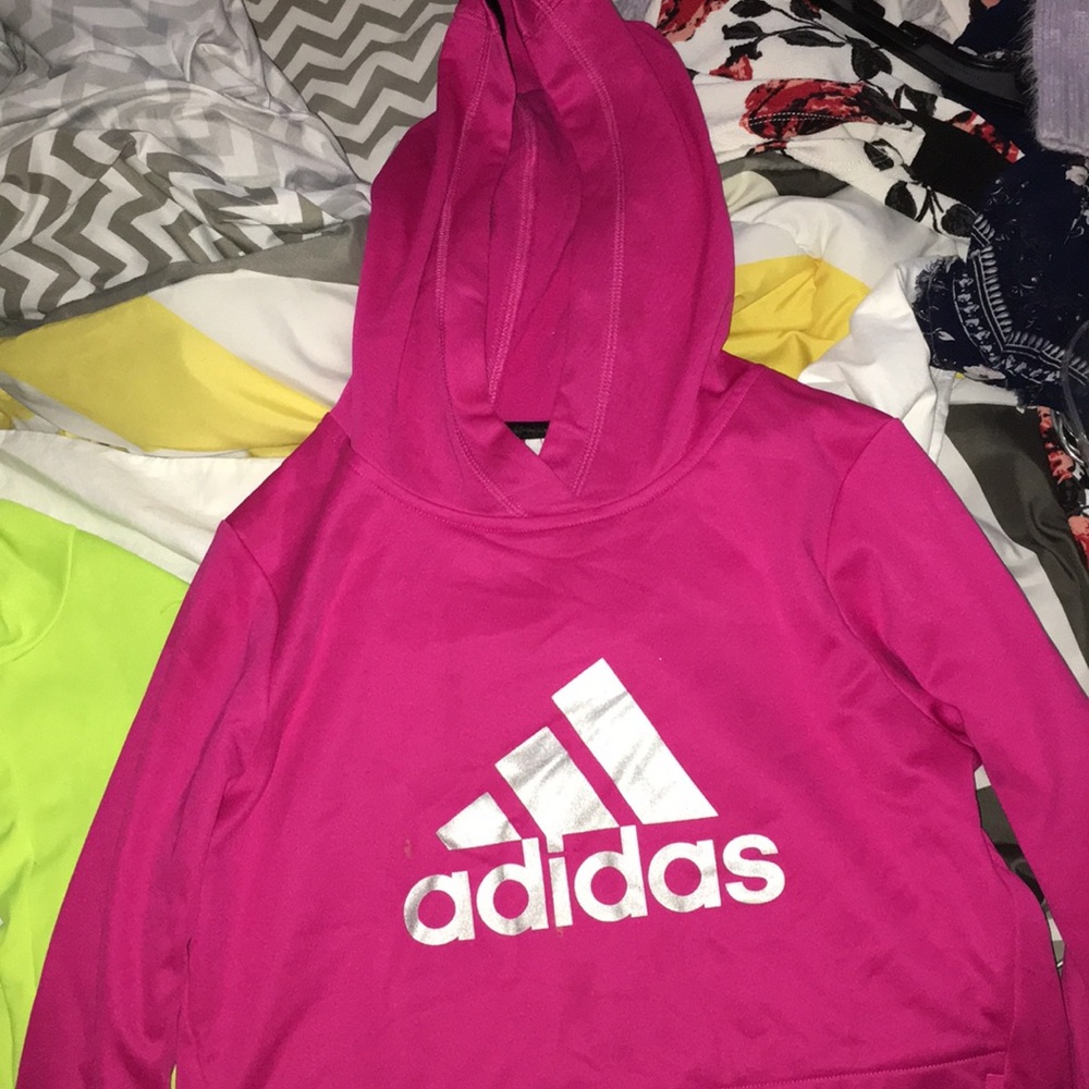 a pink hoodie
